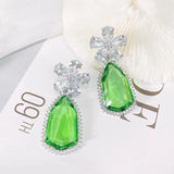SENYU Flower Zirconia Crystal Earrings Wedding Party Dangle Jewelry