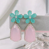 SENYU Flower Zirconia Crystal Earrings Wedding Party Dangle Jewelry