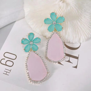 SENYU Flower Zirconia Crystal Earrings Wedding Party Dangle Jewelry