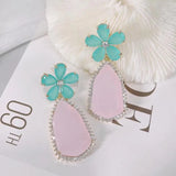 SENYU Flower Zirconia Crystal Earrings Wedding Party Dangle Jewelry