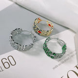 SENYU CZ Hoops Silver Plate Filled Stone Earrings