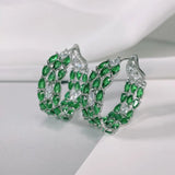 SENYU CZ Hoops Silver Plate Filled Stone Earrings
