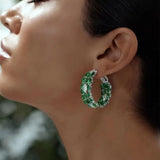 SENYU CZ Hoops Silver Plate Filled Stone Earrings