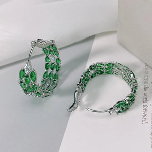 SENYU CZ Hoops Silver Plate Filled Stone Earrings