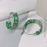 SENYU CZ Hoops Silver Plate Filled Stone Earrings
