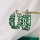 SENYU CZ Hoops Silver Plate Filled Stone Earrings