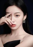 SENYU Cross Wave Hoop Earrings CZ Stripe Party Jewelry