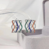 SENYU Cross Wave Hoop Earrings CZ Stripe Party Jewelry