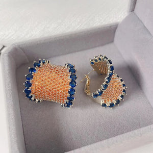 SENYU Small C Hoop Earrings CZ Paved Women's Party Jewelry