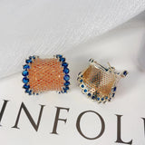 SENYU Small C Hoop Earrings CZ Paved Women's Party Jewelry