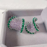 SENYU Small C Hoop Earrings CZ Paved Women's Party Jewelry