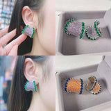 SENYU Small C Hoop Earrings CZ Paved Women's Party Jewelry