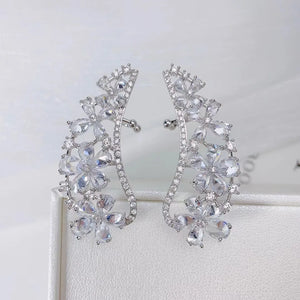 Crystal Angel Wing Ear Sweep Wrap Cuff Earrings Gold/Rhodium Plate CZ Earrings