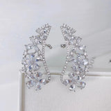 Crystal Angel Wing Ear Sweep Wrap Cuff Earrings Gold/Rhodium Plate CZ Earrings