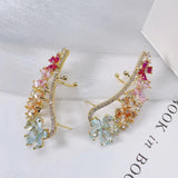 Crystal Angel Wing Ear Sweep Wrap Cuff Earrings Gold/Rhodium Plate CZ Earrings