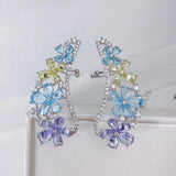 Crystal Angel Wing Ear Sweep Wrap Cuff Earrings Gold/Rhodium Plate CZ Earrings