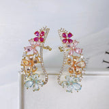 Crystal Angel Wing Ear Sweep Wrap Cuff Earrings Gold/Rhodium Plate CZ Earrings