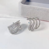 SENYU Ripple Small Hoop Earrings with Full CZ Pave Stripe Circle