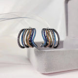 SENYU Ripple Small Hoop Earrings with Full CZ Pave Stripe Circle