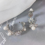 SENYU Flower Round Hoop Earrings Pearl Lady's Jewelry