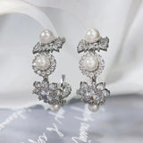 SENYU Flower Round Hoop Earrings Pearl Lady's Jewelry