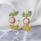 SENYU Flower Round Hoop Earrings Pearl Lady's Jewelry