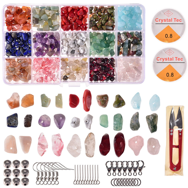 Irregular Chips Stone Beads Kit Natural Gemstone Spacer Seed Beads