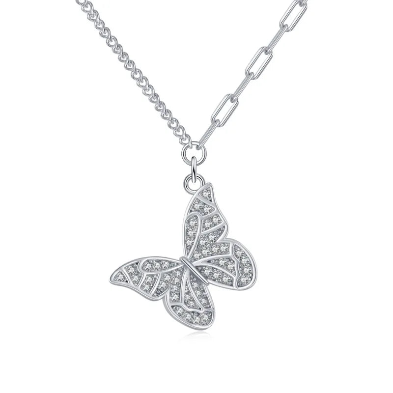 SFN6 Butterfly Pendant Necklace Female Crystal Jewelry