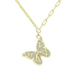 SFN6 Butterfly Pendant Necklace Female Crystal Jewelry