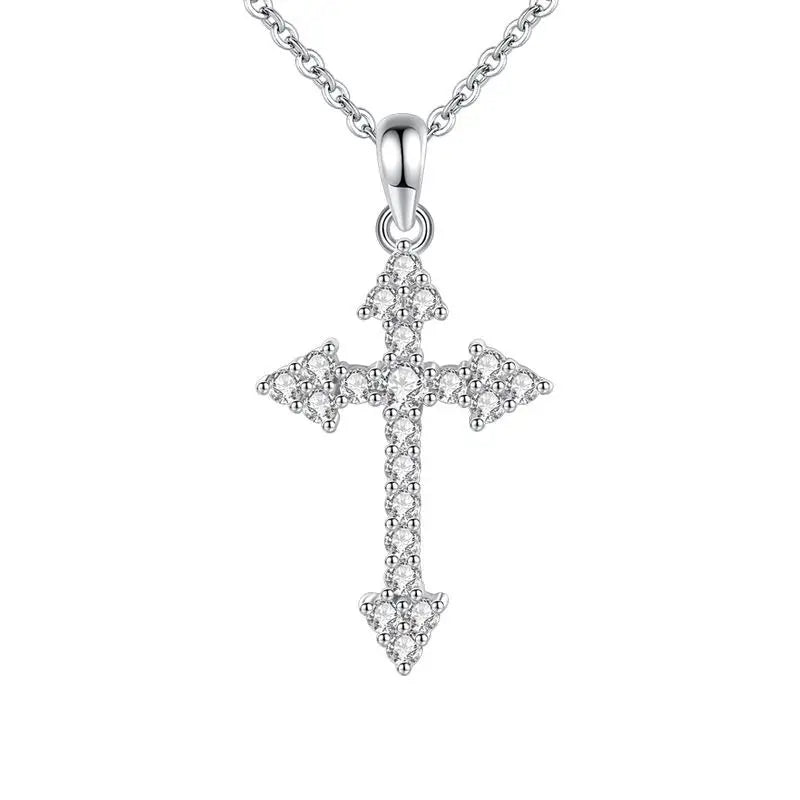 SFN6 Crystal Zircon Cross Pendant Necklace for Women Girl