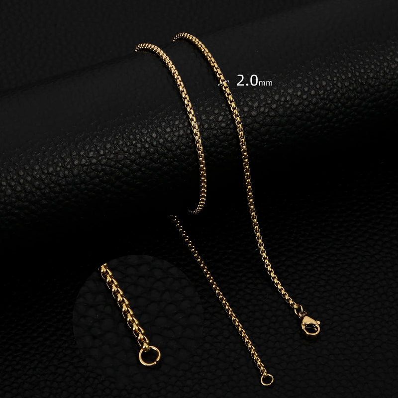 SGMAN Square Pearl Necklace Real Plating Stainless Steel Chain