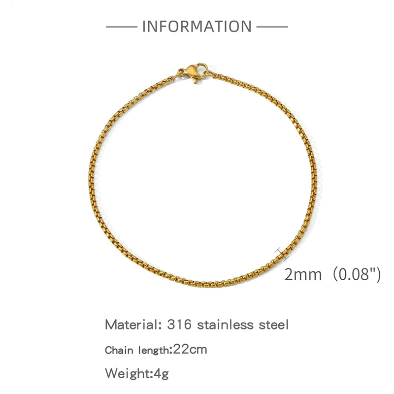 SGMAN Stainless Steel Box Chain Bracelet for Men Women Hip Hop Party Jewelry