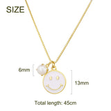 SHADOWHUNTER Smile Pendant Necklace Pearl Charms Lattice Chain Women