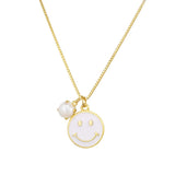SHADOWHUNTER Smile Pendant Necklace Pearl Charms Lattice Chain Women