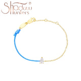 925 Silver Rope Bracelet Water Drop Crystal Chain Women Jewelry