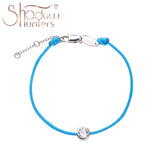 Real 925 Silver Bracelet with Clear Zircon CZ Bead