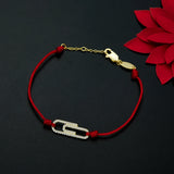 Paperclip Charm Bracelet Red Rope 925 Sterling Silver Women's Jewelry