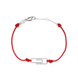 Paperclip Charm Bracelet Red Rope 925 Sterling Silver Women's Jewelry
