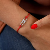 Paperclip Charm Bracelet Red Rope 925 Sterling Silver Women's Jewelry