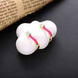 925 Silver Colorful Pave Enamel Huggie Hoop Earrings