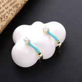 925 Silver Colorful Pave Enamel Huggie Hoop Earrings