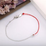 Sterling Silver Red String Bracelet with CZ Stone
