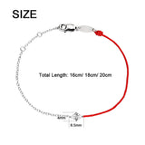 Sterling Silver Red String Bracelet with CZ Stone
