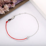 Sterling Silver Red String Bracelet with CZ Stone