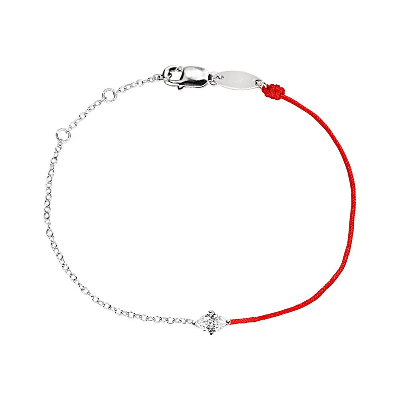 Sterling Silver Red String Bracelet with CZ Stone