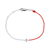 Sterling Silver Red String Bracelet with CZ Stone