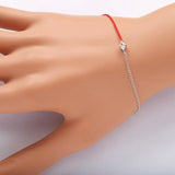 Sterling Silver Red String Bracelet with CZ Stone