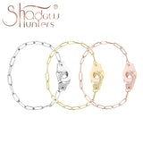 925 Silver Half Stone Handcuffs Link Bracelets For Europe Women