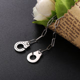 925 Silver Half Stone Handcuffs Link Bracelets For Europe Women