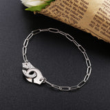 925 Silver Half Stone Handcuffs Link Bracelets For Europe Women